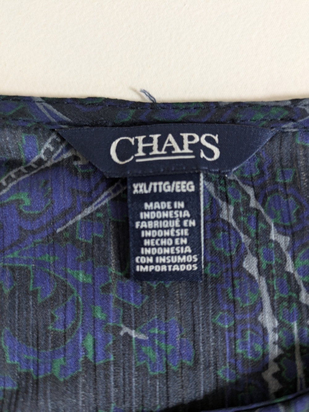 Chaps Women's Sheer Blouse Flare Sleeves Paisley Print Women's Blue Size XXL New - Picture 7 of 12